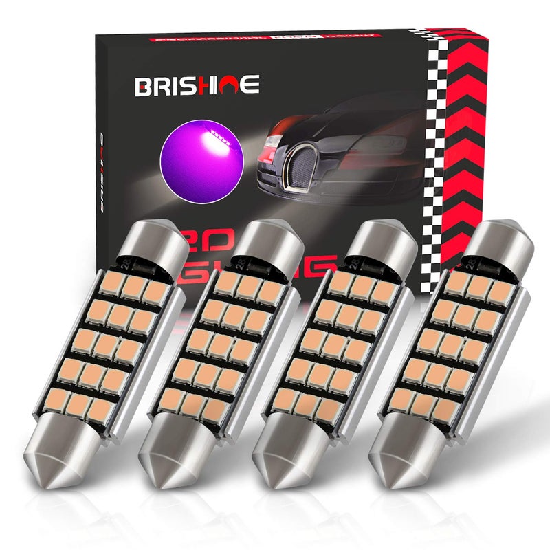 BRISHINE 578 211-2 LED Bulbs, Super Bright Purple 2835 Chipsets Canbus Error Free 41MM 42MM 1.72â€ Festoon 212-2 569 LED Bulbs for Car Dome Map Door Courtesy License Plate Lights(Pack of 4) - Image 1